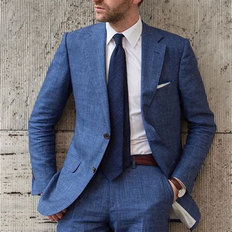men's navy blue linen suit
